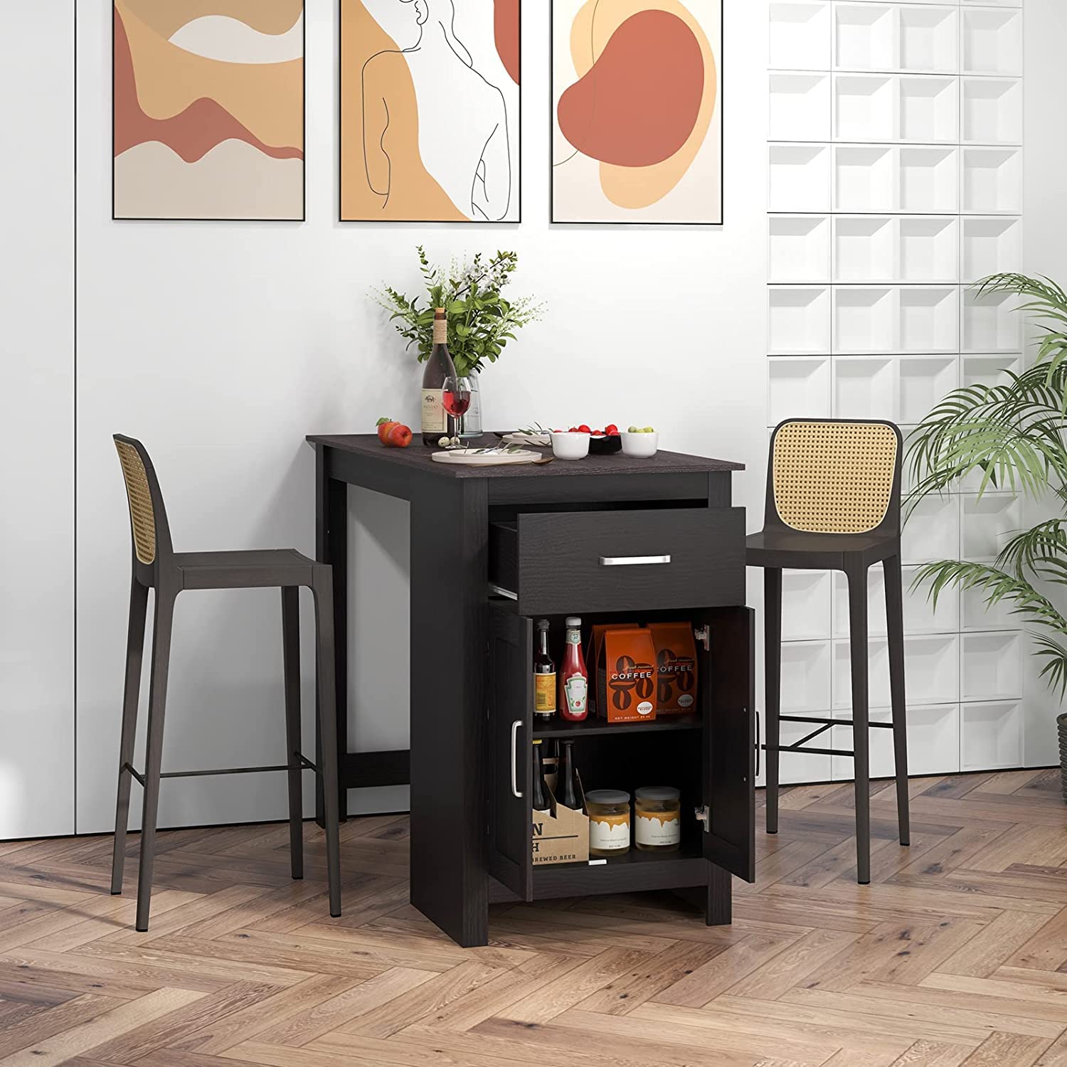 Amazon.com: Byroce 47'' Bar Table with Storage, Counter